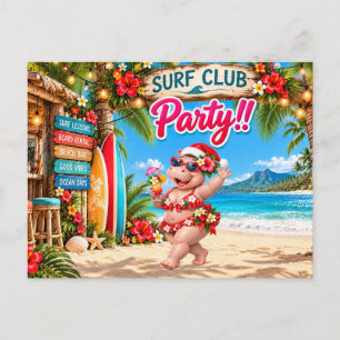Invitation Carte Postale Fête de Noël du club de surf 