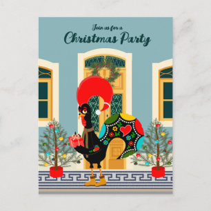 Invitation Carte Postale Fête de Noël Portugaise à la Maison avec Coq
