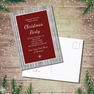Invitation Carte Postale Fête de Noël Rustic Wood Family