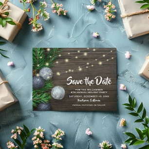 Invitation Carte Postale Fête de Noël rustique - Sauvegarder la date
