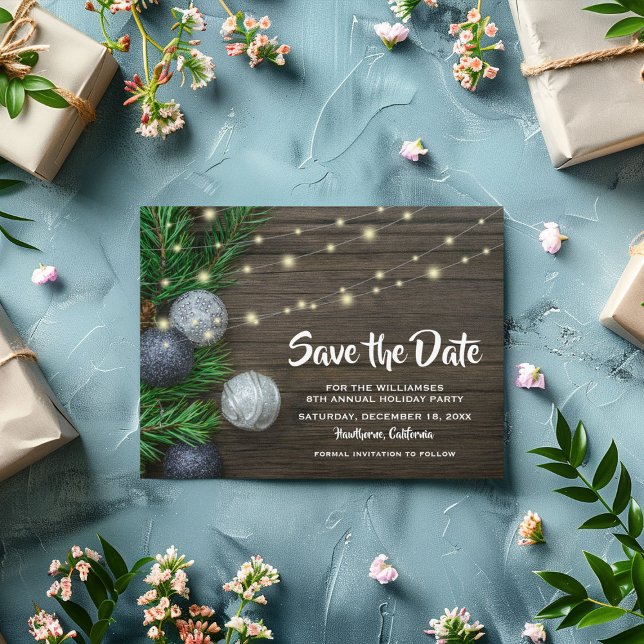 Invitation Carte Postale Fête de Noël rustique - Sauvegarder la date (Créateur téléchargé)