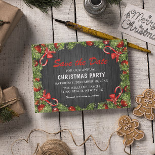 Invitation Carte Postale Fête de Noël rustique traditionnelle Sauvegarder