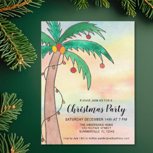 Invitation Carte Postale Fête de Noël sous les palmiers