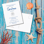 Invitation Carte Postale Fête de plage de Noël Dollar de sable tropical<br><div class="desc">Carte postale Christmas Beach Party Invitation,  avec un dollar de sable tropical et un design typographique bleu. Avec le lettrage personnalisable,  vous pouvez ajouter vos propres informations. Une façon festive de planifier votre fête de destination.</div>