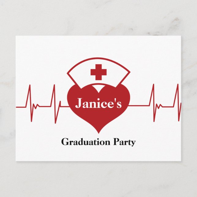Invitation Carte Postale fête de remise de diplômes d'infirmière (Devant)