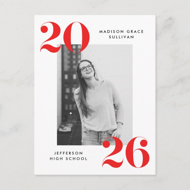 Invitation Carte Postale Fête de remise de diplômes photo 2023 lettrage rou (Devant)