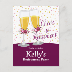 Invitation Carte Postale Fête de retraite au Champagne