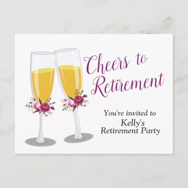 Invitation Carte Postale Fête de retraite au Champagne (Devant)