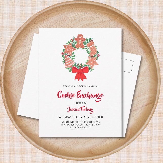 Invitation Carte Postale Fête d'échange de biscuits de Noël (Créateur téléchargé)