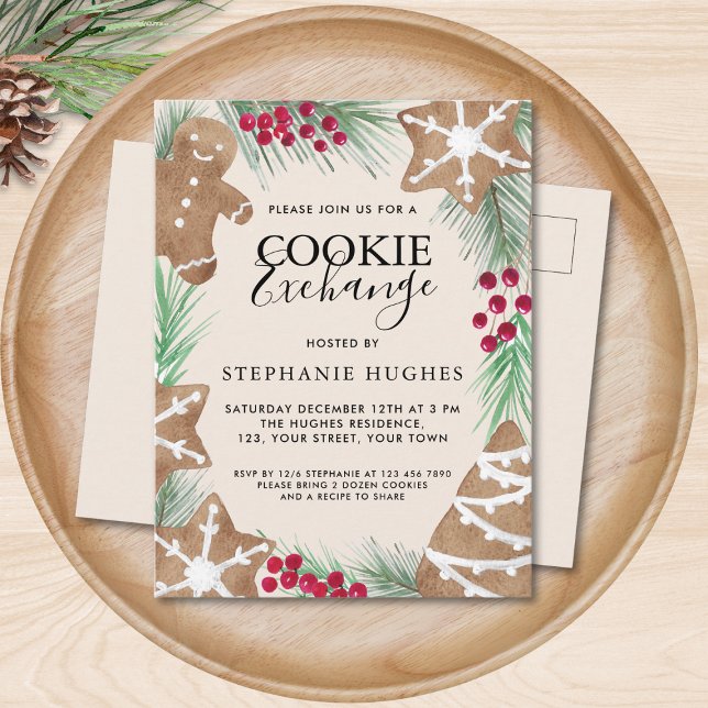 Invitation Carte Postale Fête d'échange de biscuits de Noël  (Créateur téléchargé)