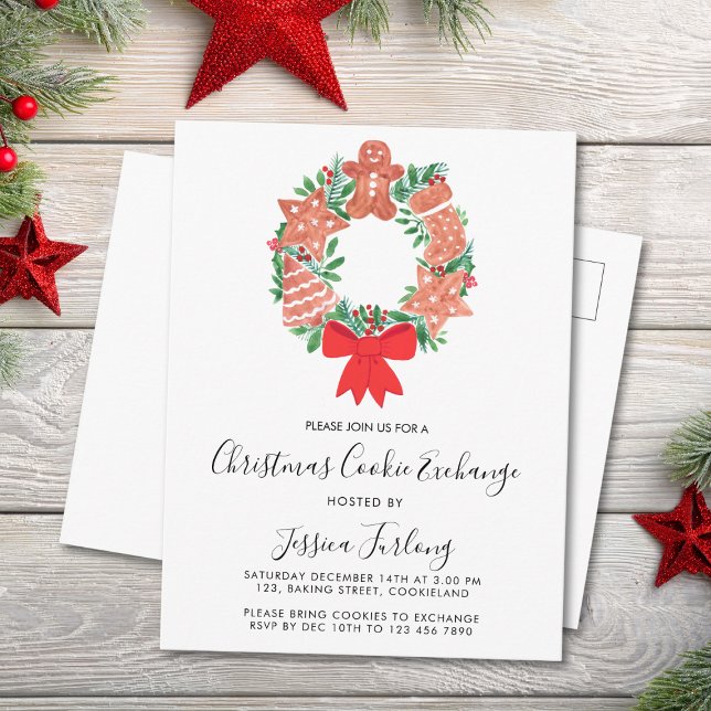 Invitation Carte Postale Fête d'échange de biscuits de Noël  (Créateur téléchargé)