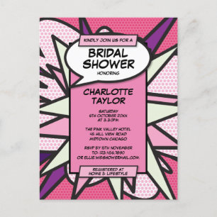 Invitation Carte Postale Fête des mariées de divertissement rose moderne li