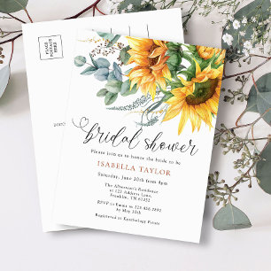 Invitation Carte Postale Fête des mariées de tournesol rustique