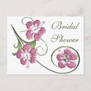 Invitation Carte Postale Fête des mariées personnalisée KRW Hibiscus Swirl