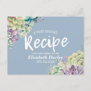 Invitation Carte Postale Fête des mariées Recette Aquarelle Plantes Succule