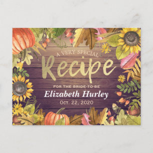 Invitation Carte Postale Fête des mariées Recette Automne Maple Feuille Cit