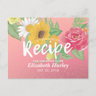Invitation Carte Postale Fête des mariées Recette Rose Fleur rose Parties s