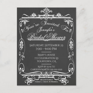 Invitation Carte Postale Fête des mariées   Tableau de bord vintage