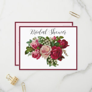 Invitation Carte Postale Fête des mariées victorienne classique Rose Lily V