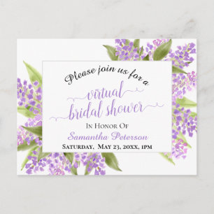 Invitation Carte Postale Fête des mariées virtuelle Lilacs aquarelle rustiq
