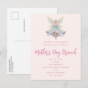 Invitation Carte Postale Fête des mères couleurs pastel ange magique fée