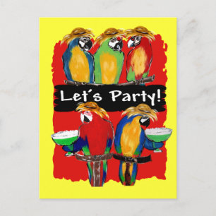INVITATION CARTE POSTALE FÊTE DES PARROTS