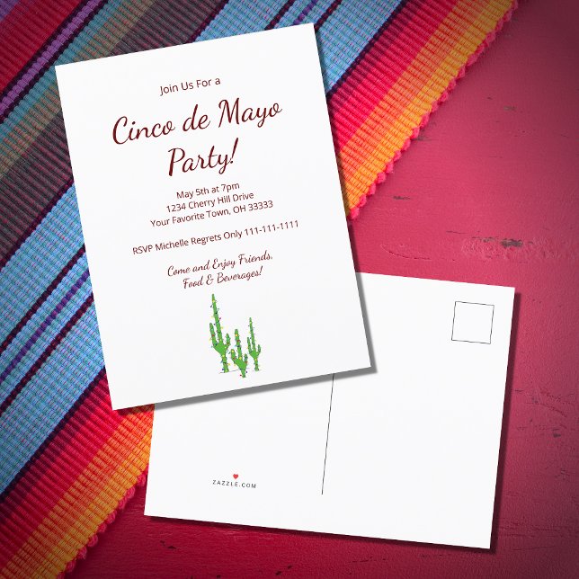 Invitation Carte Postale Fête du Cinco de Mayo dans le désert de cactus Sag (Créateur téléchargé)