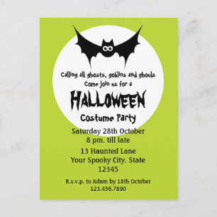 Invitation Carte Postale Fête du costume d'Halloween