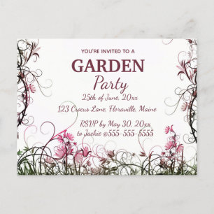 Invitation Carte Postale Fête du jardin floral Editable