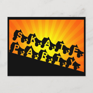 Invitation Carte Postale fête du patinage : rayons du soleil