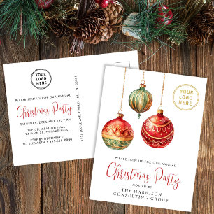 Invitation Carte Postale Fête élégante de Noël d'entreprise