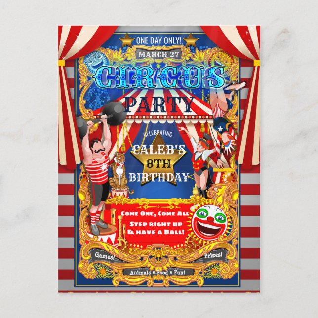 Invitation Carte Postale FÊTE FORAINE Grand Chapiteau Anniversaire Moderne  (Devant)