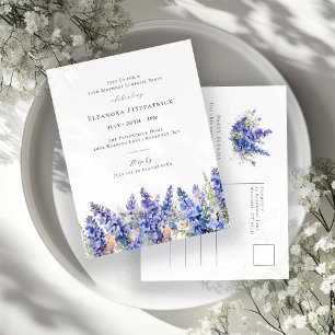 Invitation Carte Postale FÊTE SURPRISE 50e anniversaire Juillet Fleur de na