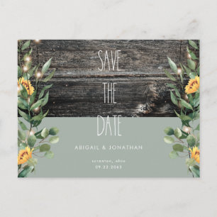 Invitation Carte Postale Feuillage de feuillage rustique Tournesol Date de