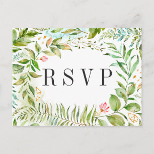 Invitation Carte Postale Feuillage vert sauvage floral d'aquarelle épousant