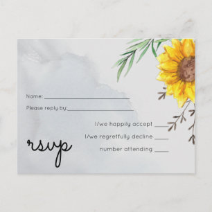 Invitation Carte Postale Feuille d'olive tournesols Mariage rustique
