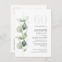 Feuilles d'aquarelle d'eucalyptus moderne pour 60e