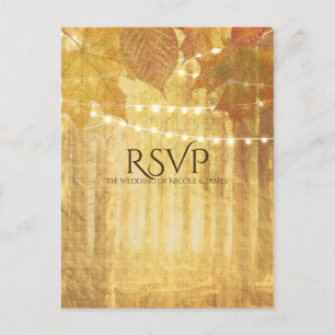 Invitation Carte Postale Feuilles d'automne Golden Automne Russe Woods RSVP