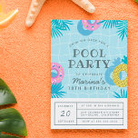 Invitation Carte Postale Feuilles de palmier moderne & Pineappy Pool fête A<br><div class="desc">Un design estival amusant, avec un bassin encadré de frondes de palmiers, des chars à beignets et un bassin d'ananas flottent. Les détails de la fête sont séparés en deux parties : l'invitation est placée dans la piscine dans la typographie moderne et les détails de la fête sont ci-dessous dans...</div>