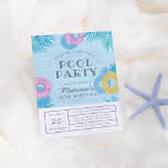 Invitation Carte Postale Feuilles de palmier moderne & Pineappy Pool fête A<br><div class="desc">Un design estival amusant, avec un bassin encadré de frondes de palmiers, des chars à beignets et un bassin d'ananas flottent. Les détails de la fête sont séparés en deux parties : l'invitation est placée dans la piscine dans la typographie moderne et les détails de la fête sont ci-dessous dans...</div>