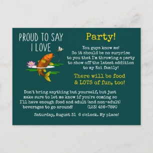 Invitation Carte Postale Fier de dire I Love Koi!