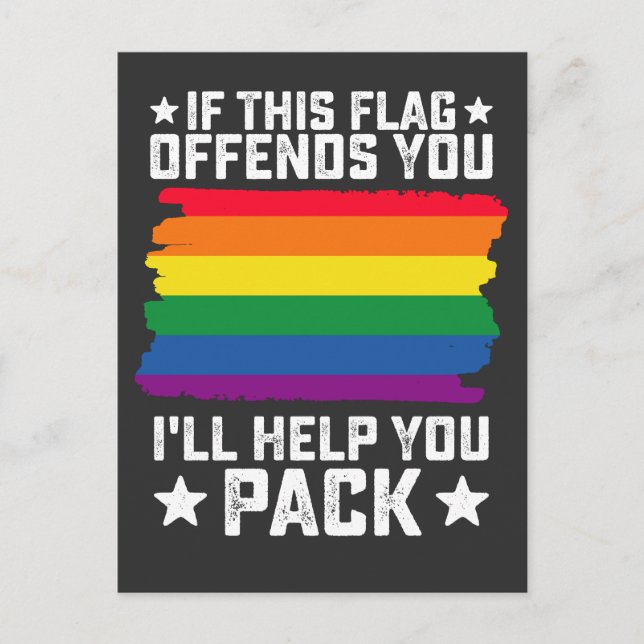 Invitation Carte Postale Fierté LGBT Si ce drapeau vous offense Je vous aid (Devant)