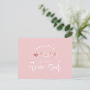 Invitation Carte Postale Fille fleurie chic aquarelle rose girly