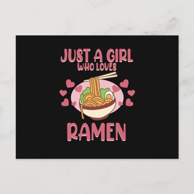 Invitation Carte Postale Fille Qui Aime Ramen Anime Kawaii Ramen Noodles Gr (Devant)