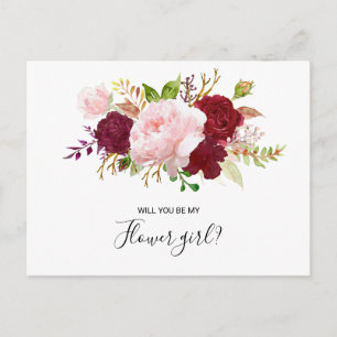 Invitation Carte Postale Fille rouge tropicale et romantique