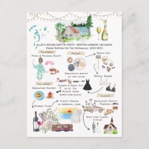 Invitation Carte Postale Fin de semaine de bachelorette  Lac Michigan