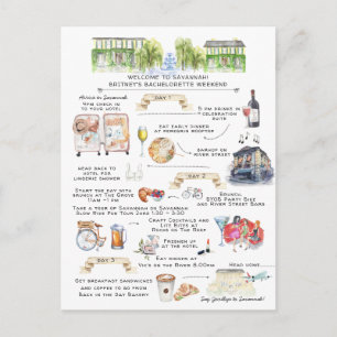 Invitation Carte Postale Fin de semaine de bachelorette  Savannah, Géorgie