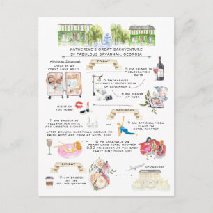 Invitation Carte Postale Fin de semaine de bachelorette  Savannah, Géorgie