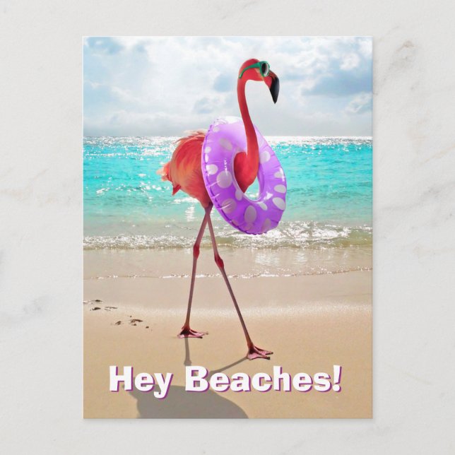 Invitation Carte Postale Flamant rose Avec Tube Intérieur (Devant)