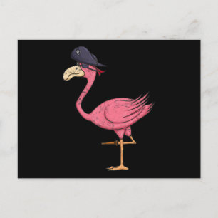 Invitation Carte Postale Flamant rose pirate avec cache-œil Halloween